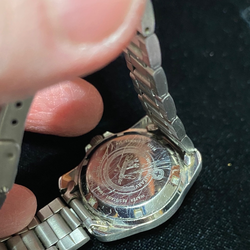 Silver vintage Swiss Military Stainless Steel Watch - Picture 12 of 12